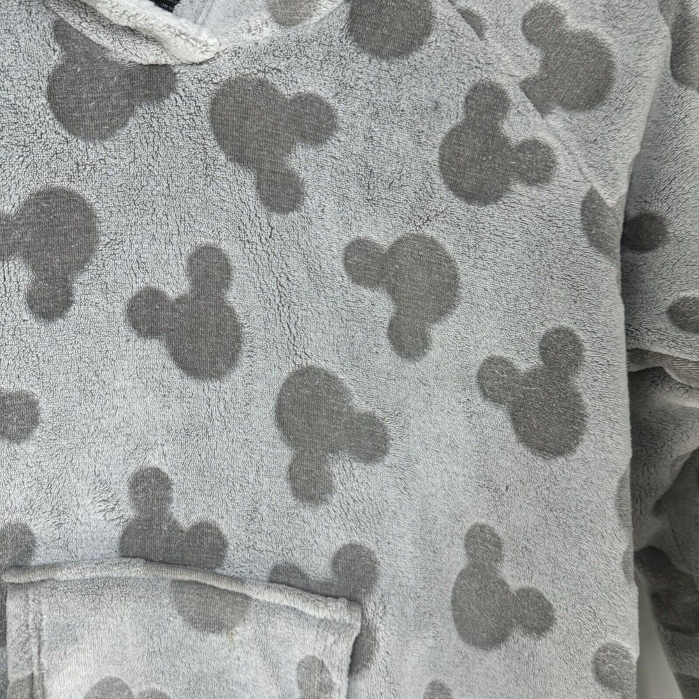 Disney Mickey Mouse Grey Fleece Faux Fur Hoodie Sweatshirt Womens XL RN60766 - Picture 2 of 6
